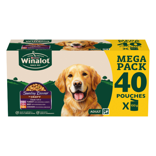 WINALOT SUNDAY DINNER DOG FOOD POUCHES 40X 100G