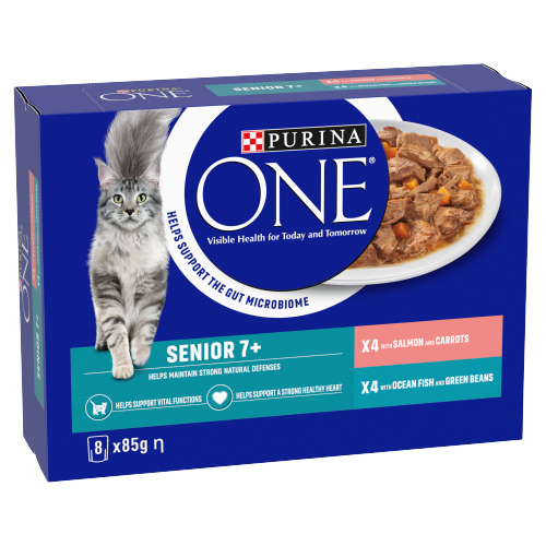 PURINA ONE SENIOR 7+ SALMON AND OCEAN FISH 8PK 85G