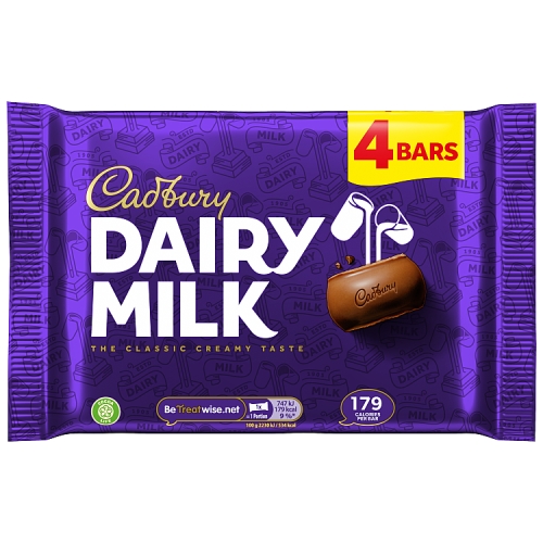CADBURY DAIRY MILK CHOCOLATE BAR 4PK 134G
