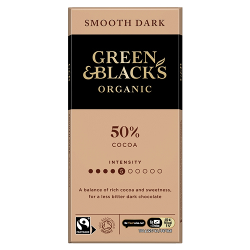 GREEN & BLACK’S SMOOTH 50% COCOA CHOCOLATE ORGANIC BLOCK 90G