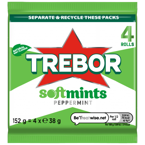 TREBOR SOFTMINTS PEPPERMINT MINTS 4PK 152G