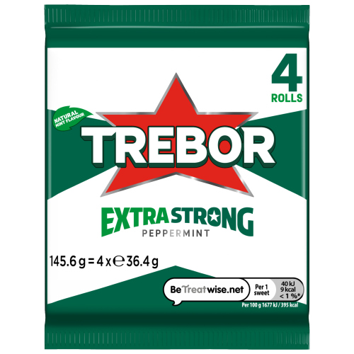 TREBOR EXTRA STRONG PEPPERMINT MINTS 4PK 146G