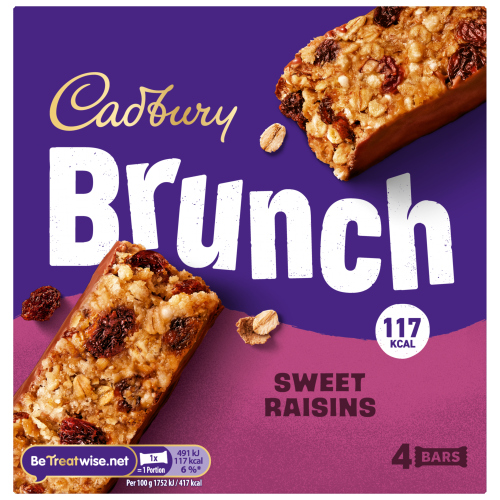 CADBURY BRUNCH BAR RAISIN 4PK 112G