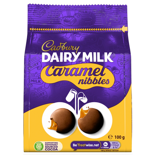CADBURY DAIRY MILK CARAMEL NIBBLES CHOCOLATE BAG 100G