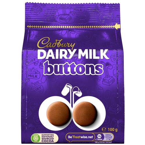 CADBURY DAIRY MILK GIANT BUTTONS CHOCOLATE BAG 100G