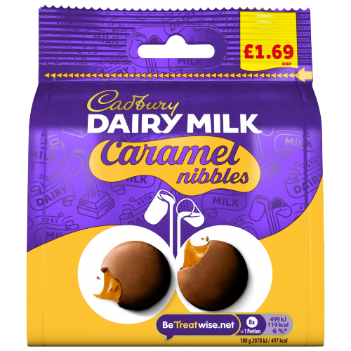 CADBURY DAIRY MILK CARAMEL NIBBLES CHOCOLATE BAG PMP  £1.69 85G
