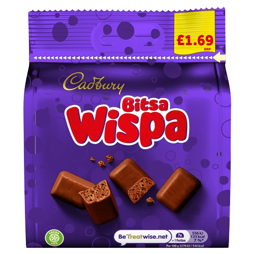 CADBURY BITSA WISPA CHOCOLATE BAG  PMP £1.69 85G