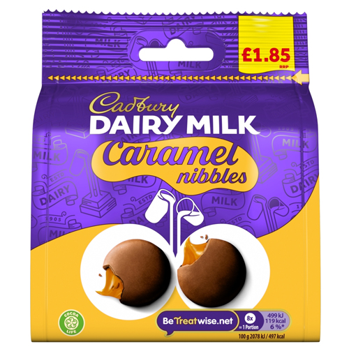 CADBURY DAIRY MILK CARAMEL NIBBLES CHOCOLATE BAG PMP  £1.85 85G