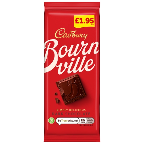 CADBURY BOURNVILLE CLASSIC DARK CHOCOLATE BLOCK PMP £1.95 100G