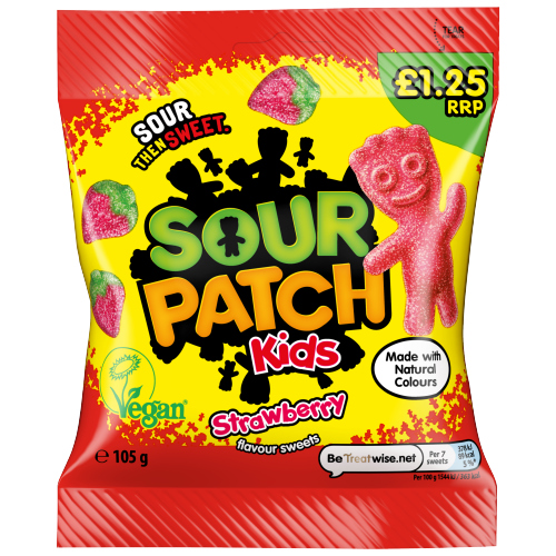 SOUR PATCH KIDS STRAWBERRY  SWEETS PMP £1.25 105G