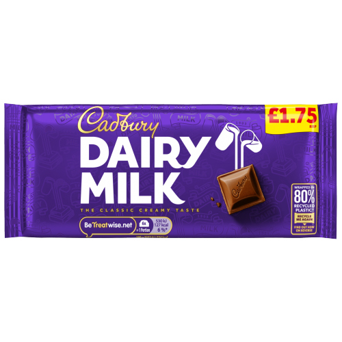 CADBURY DAIRY MILK CHOCOLATE BLOCK PMP £1.75 95G