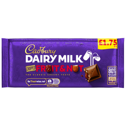 CADBURY DAIRY MILK FRUIT & NUT CHOCOLATE BLOCK PMP £1.75 95G