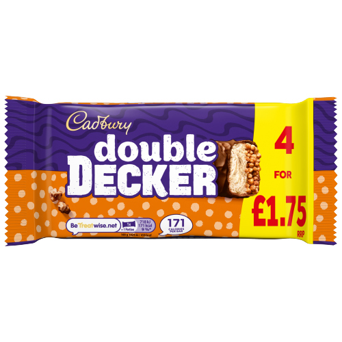 CADBURY DOUBLE DECKER CHOCOLATE BAR  PMP £1.75 4PK 149.2G