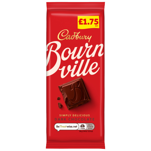 CADBURY BOURNVILLE CLASSIC DARK CHOCOLATE BLOCK PMP £1.75 100G