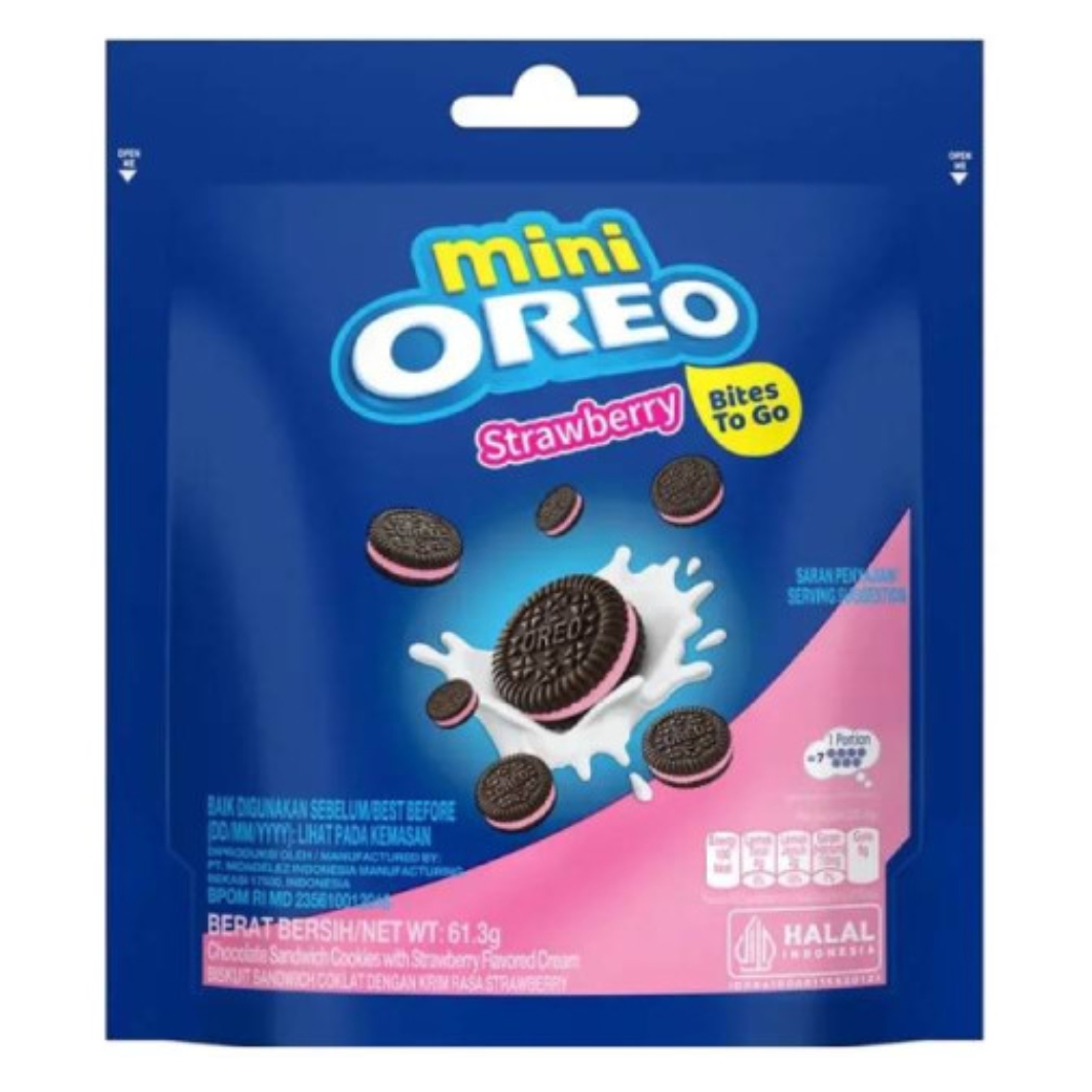 OREO MINI COOKIES STRAWBERRY POUCH 61.3G