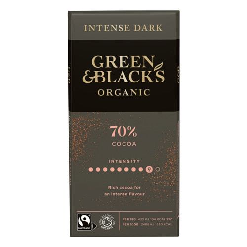 GREEN & BLACK'S ORGANIC 70% DARK CHOCOLATE BLOCK 90G