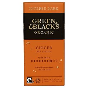 GREEN & BLACK'S ORGANIC 60% COCOA GINGER DARK CHOCOLATE BLOCK 90G