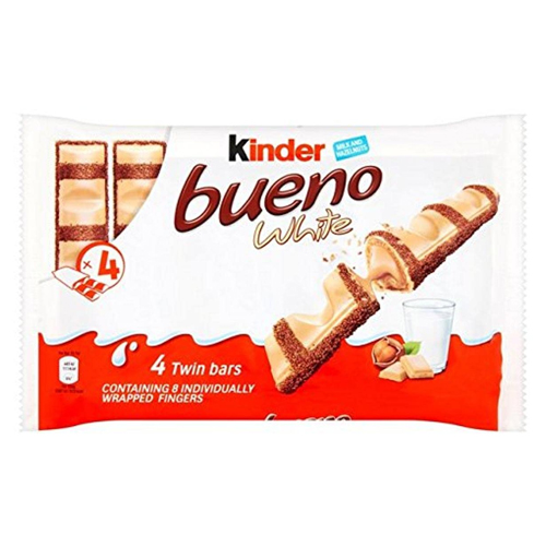 KINDER BUENO WHITE MILK AND HAZELNUTS BARS 156G