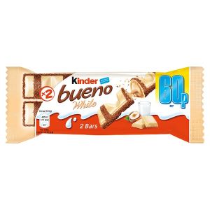 KINDER BUENO WHITE MILK AND HAZELNUTS SINGLE BARS PMP 60P 39G