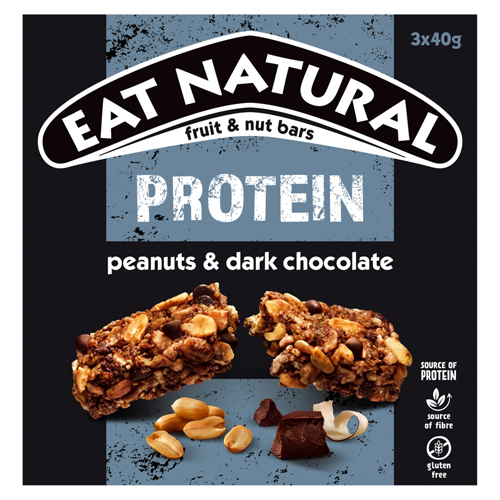 EAT NATURAL PROTEIN PEANUTS & DARK CHOCOLATE FRUIT & NUT BARS 3PK 40G