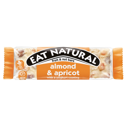 EAT NATURAL ALMOND & APRICOT WITH A YOGHURT COATING FRUIT & NUT BARS 40G