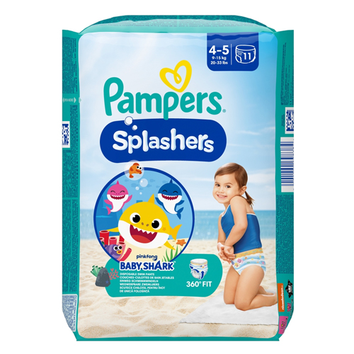 PAMPERS SPLASHERS BABY SHARK SIZE 4 11S