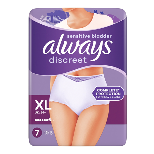 ALWAYS DISCREET UNDERWEAR INCONTINENCE PANTS PLUS XL 7PK