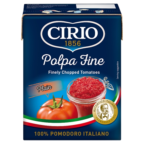 CIRIO POLPA FINE PLAIN FINELY CHOPPED TOMATOES 390G
