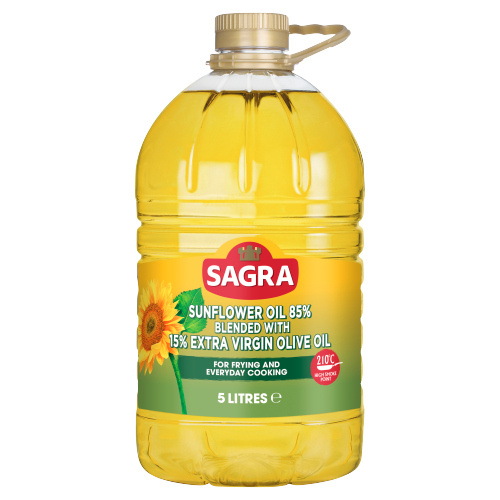 SAGRA SUNFLOWER OIL 85% BLENDED WITH 15% EXTRA VIRGIN OLIVE OIL 5L