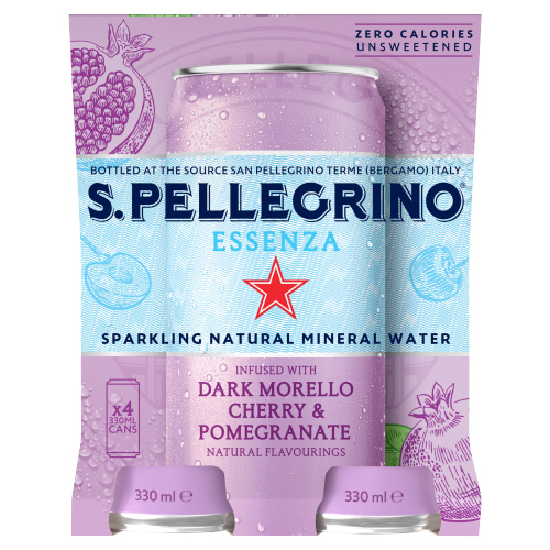 SAN PELLEGRINO SPARKLING CHERRY & POMEGRANATE CAN 4PK 330ML