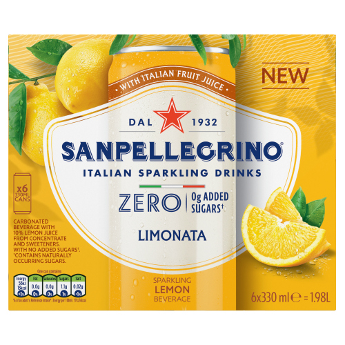 SAN PELLEGRINO LIMONATA ZERO CAN 6PK 330ML