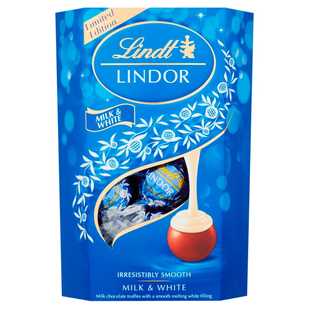 LINDT LINDOR MILK AND WHITE 200G