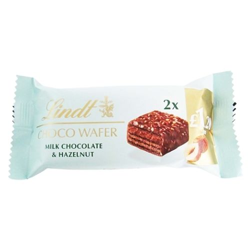 LINDT CHOCO WAFER MILK HAZELNUT PMP £1.20 30G