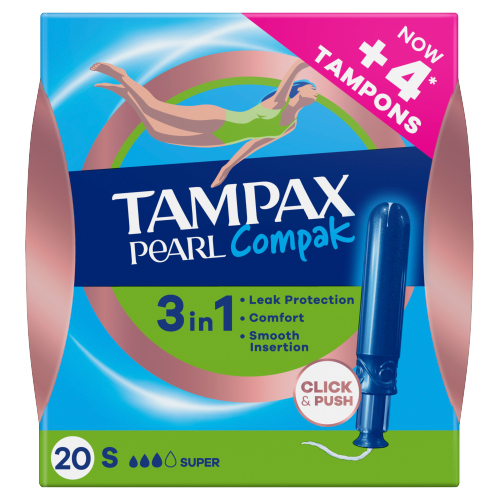 TAMPAX COMPAK PEARL TAMPONS SUPER 20S