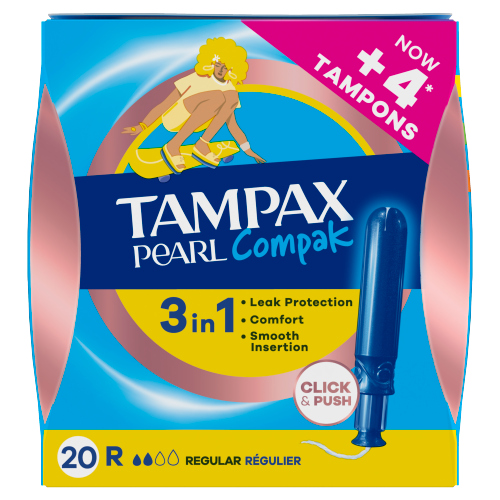 TAMPAX COMPAK PEARL TAMPONS REGULAR 20S