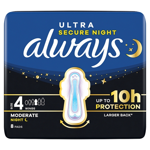 ALWAYS ULTRA SECURE NIGHT WINGS SIZE4 8S