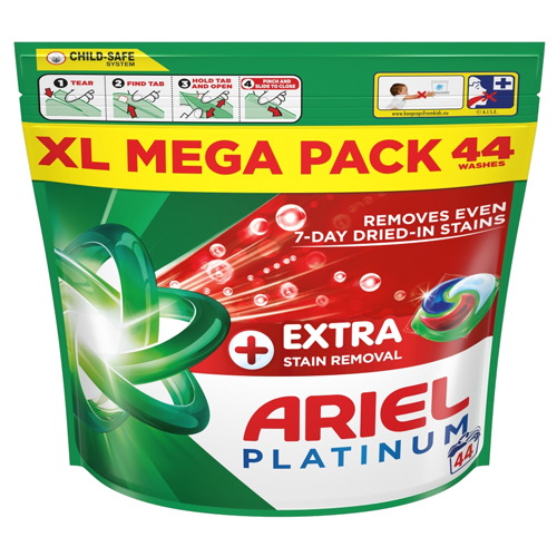 ARIEL PLATINUM + STAIN REMOVER PODS 44W