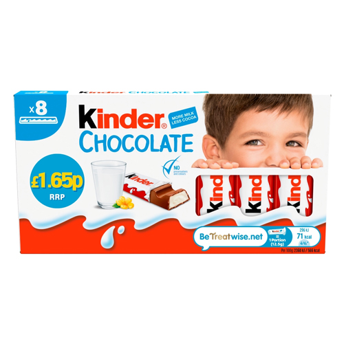 KINDER CHOCOLATE 8PK PMP £1.65 12.5G