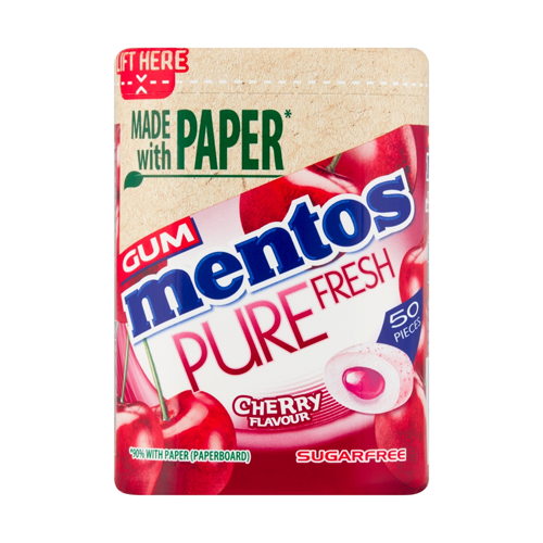MENTOS GUM PURE FRESH PAPER BOTTLES CHERRY 100G