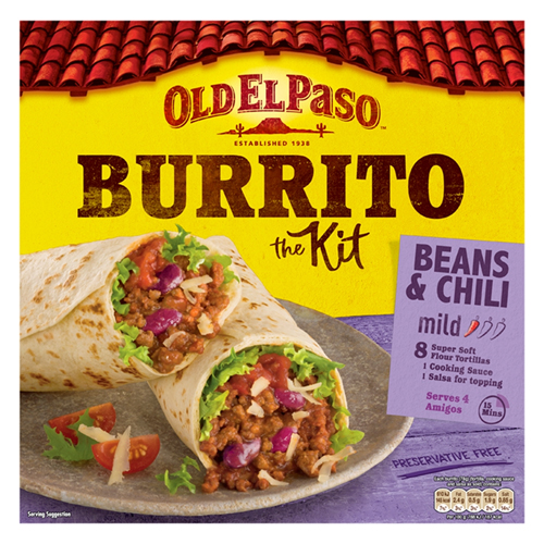 OLD EL PASO BEANS & CHILLI BURRITO KIT 620G
