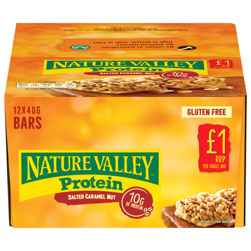 NATURE VALLEY PROTEIN PEANUT & CHOCOLATE CEREAL BAR PMP £1.00 40G