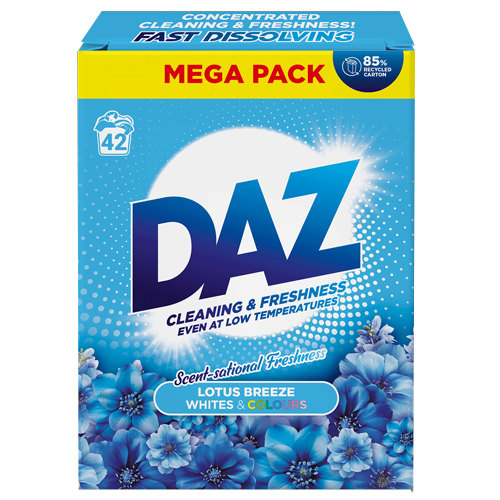 DAZ POWDER LAUNDRY DETERGENT WHITES & COLOURS 42 W LOTUS BREEZE 2.1KG