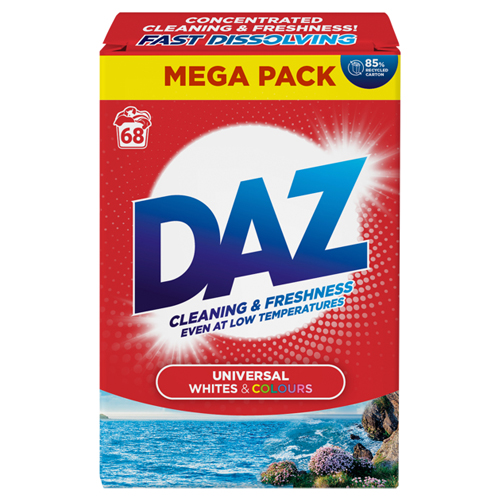 DAZ POWDER LAUNDRY DETERGENT WHITES & COLOURS 68W 3.4KG