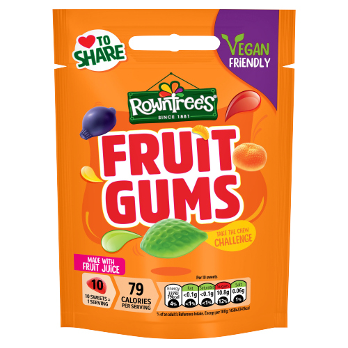 ROWNTREE'S FRUIT GUMS VEGAN SHARING BAG 150G