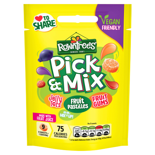 ROWNTREE'S PICK & MIX VEGAN FRIENDLY SWEETS SHARING BAG 150G