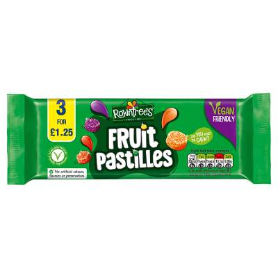 ROWNTREE'S FRUIT PASTILLES SWEETS 3PK PMP £1.25 123G