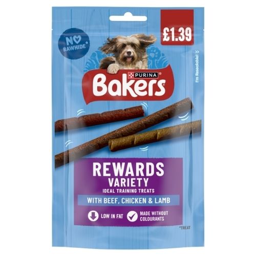 BAKERS DOG TREAT MIXED VARIETY REWARDS PMP £1.39 100G
