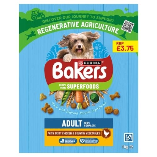 BAKERS ADULT CHICKEN & VEGETABLE DRY DOG FOOD PMP £3.75 1KG