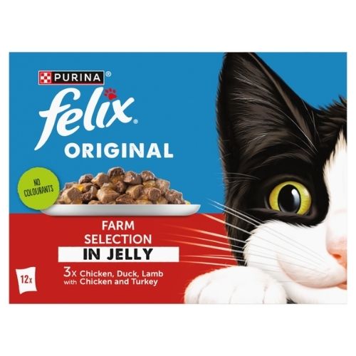 FELIX ORIGINAL FARM SELECTION IN JELLY WET CAT FOOD 12PK 85G