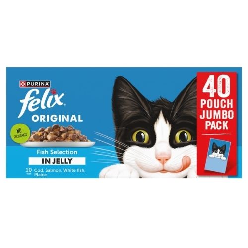 FELIX ORIGINAL FISH SELECTION IN JELLY WET CAT FOOD 40PK 85G